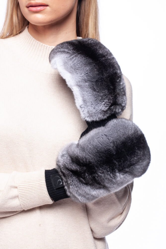 Flip Top Gloves With Chinchilla Fur
