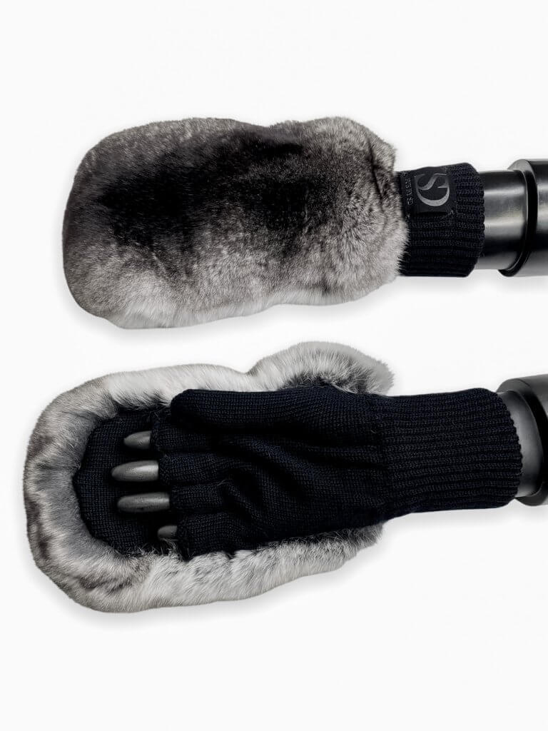 Convertible Gloves With Chinchilla Fur