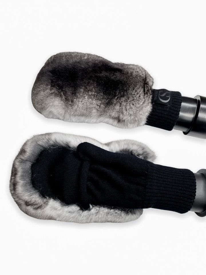 Fingerless Merino Wool Gloves With Chinchilla Fur