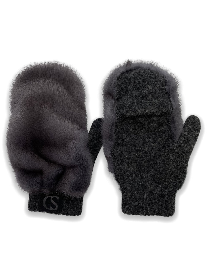 Real Mink Fur And Cashmere Wool Mittens