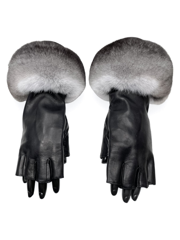 Leather And Chinchilla Fur Gloves
