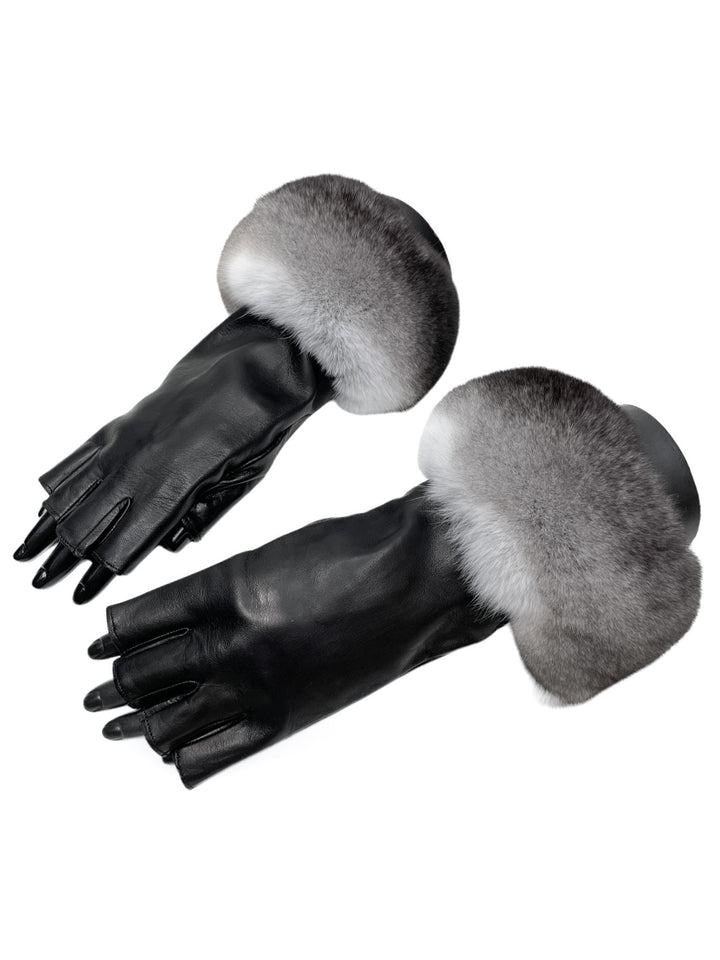 Fingerless Gloves With Chinchilla Fur