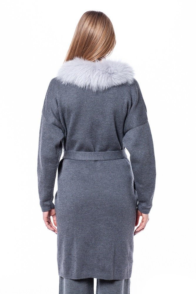 Merino Wool Coat With Fox Fur Trim