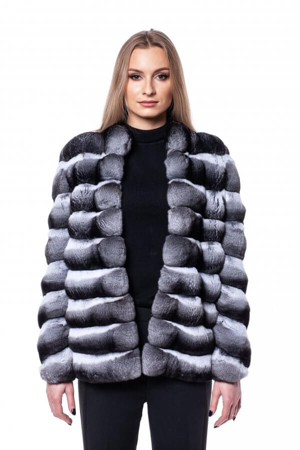 Genuine Chinchilla Fur Coat, front open