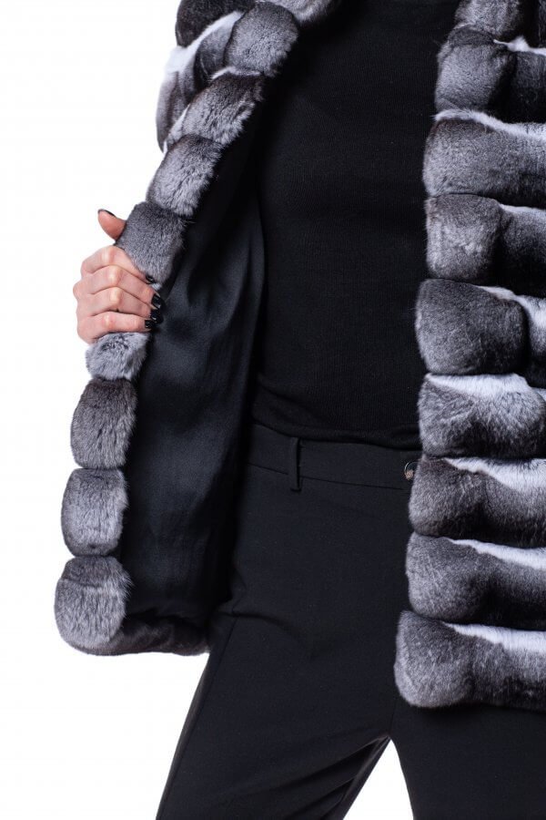 Genuine Chinchilla Fur Coat with hand sewn silk lining