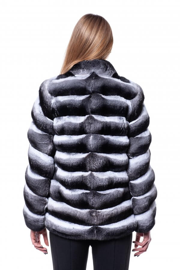 Genuine Chinchilla Fur Coat back