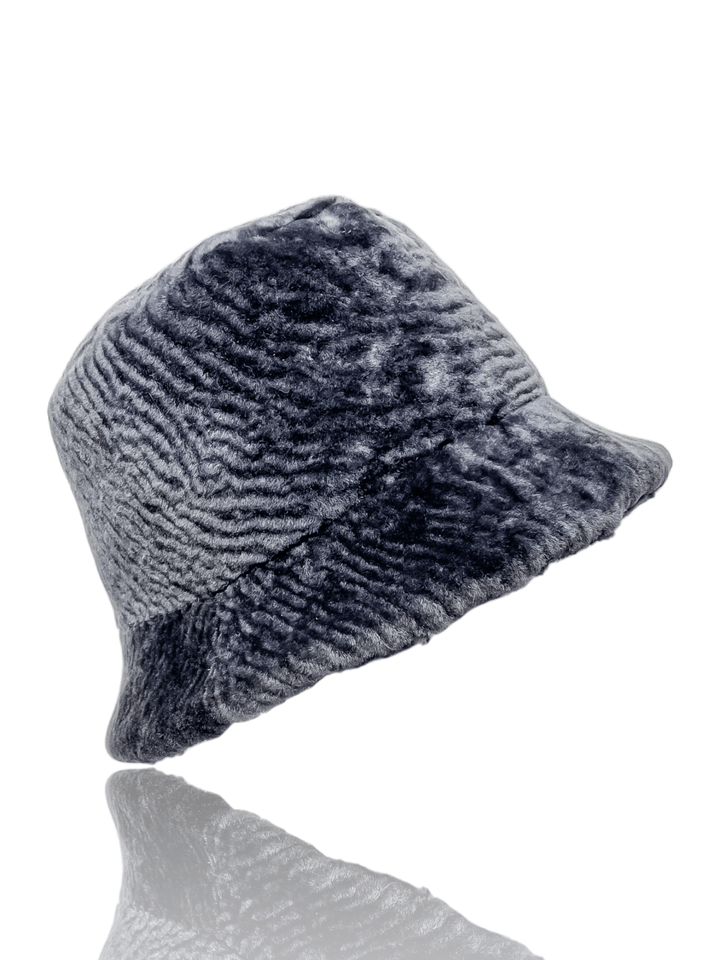 Grey Astrakhan Fur Bucket Hat