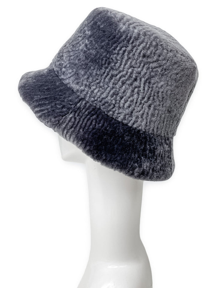 Grey Astrakhan Fur Fisherman Hat