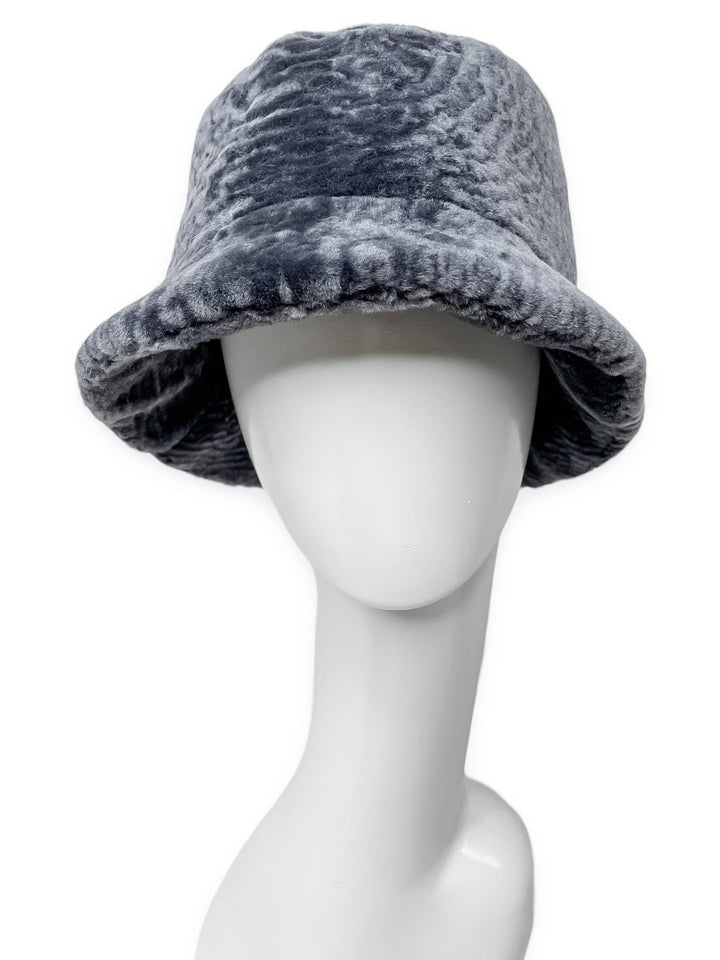 Winter Grey Astrakhan Fur Bucket Hat