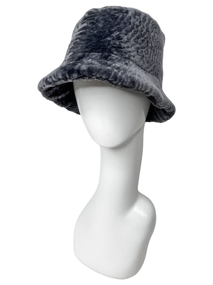 Women's Grey Astrakhan Fur Bucket Hat