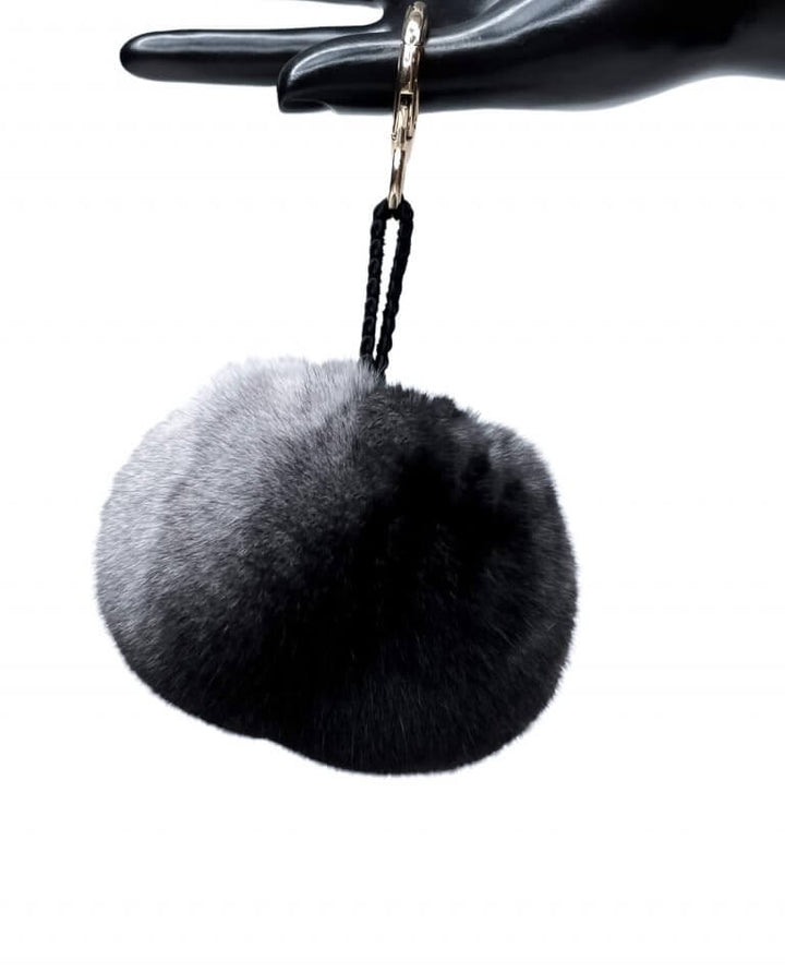 Grey Chinchilla Fur Bag Charm By FurbySD Fur Fashion House.