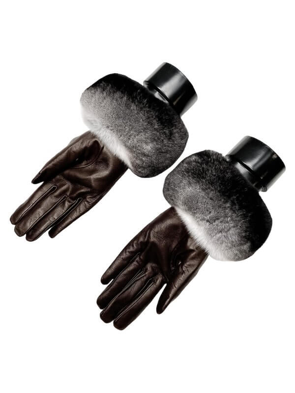 Leather Gloves With Chinchilla Fur Trim
