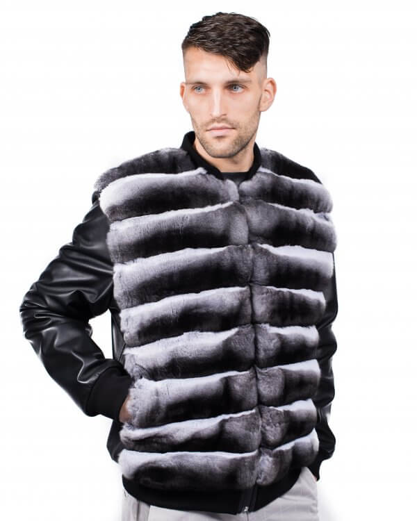 Chinchilla Fur Bomber Jacket For Men