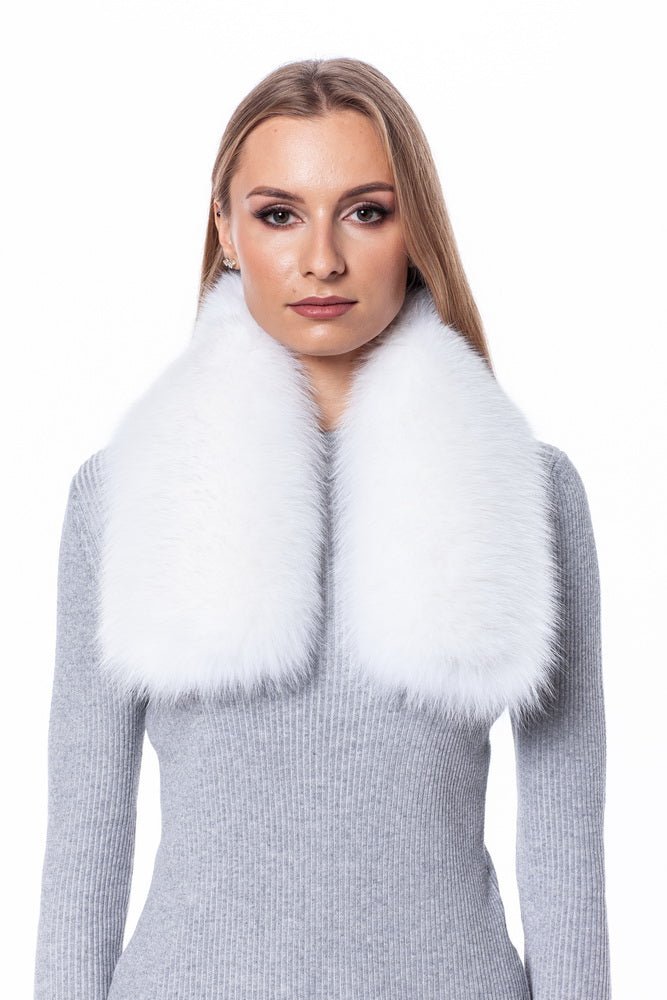 Detachable White Fox Fur Collar