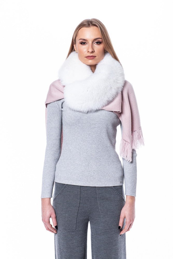 Merino Wool Scarf With Detachable Fox Fur Collar