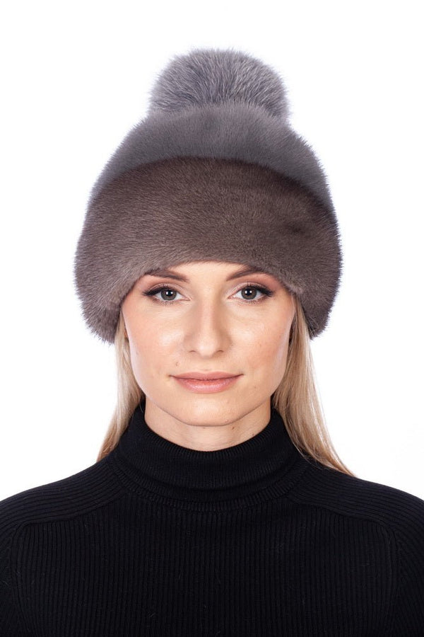 Real Mink Fur Hat With Pom Pom