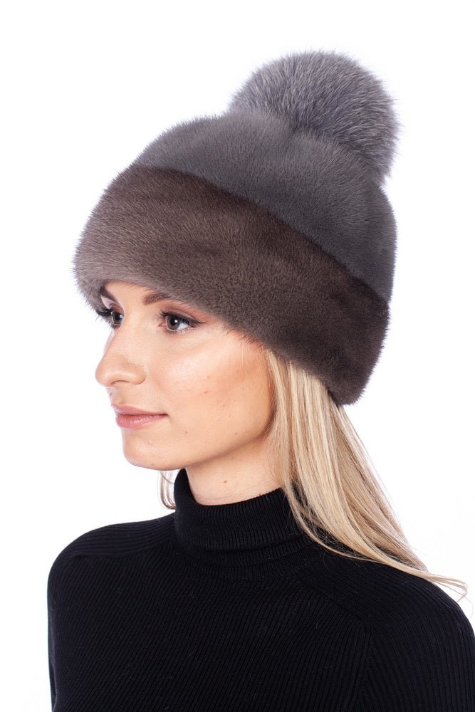 Mink Fur Hat With Fur Bobble