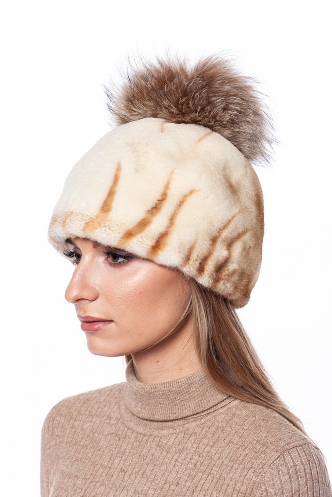 Mink Fur Hat With Fox Bobble