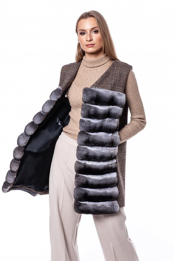 Natural Chinchilla Fur Gilet With Silk Lining