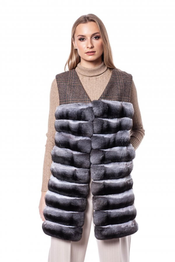 Chinchilla Fur Gilet With Wool