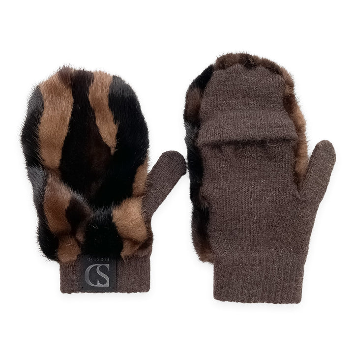 Mittens With Real Mink Fur And Wool