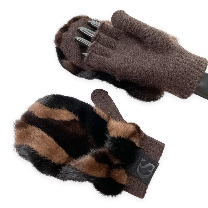 Natural Mink Fur Convertible Gloves