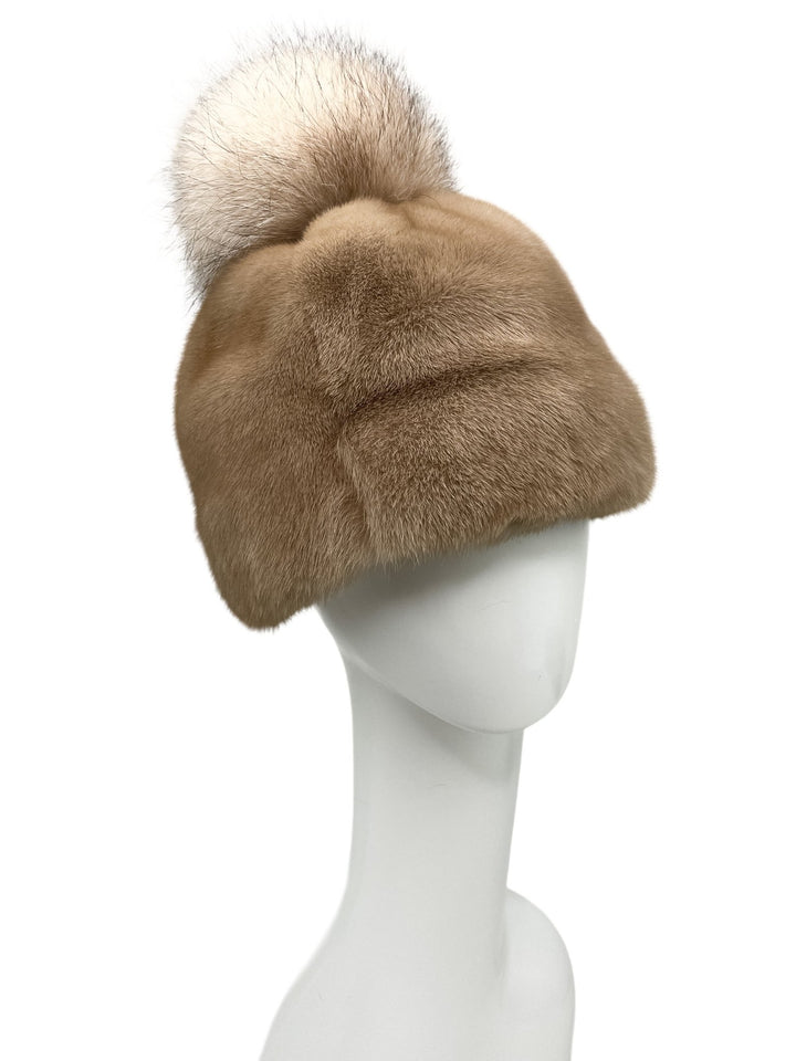 Mink Fur Hat With Fox Fur Top