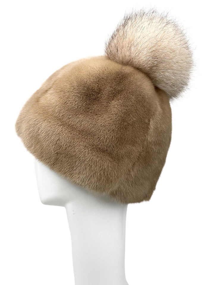 Real Mink Fur Hat With Tassel