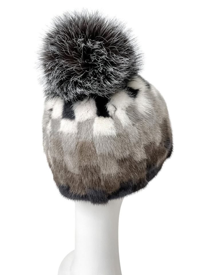 Real Mink Fur Hat With Fur Bobble