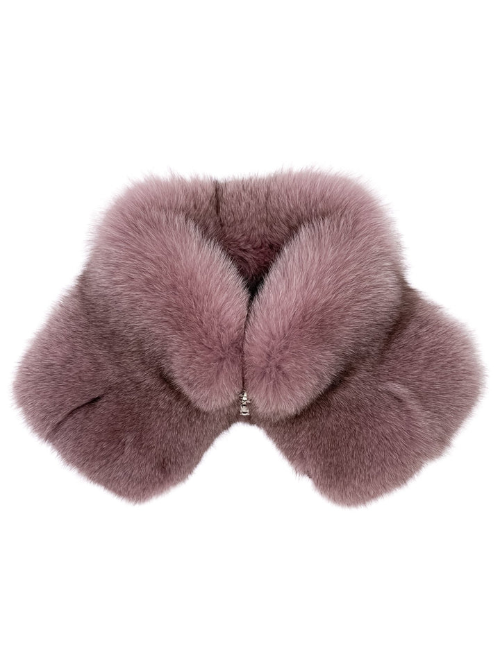 Pink Fox Fur Collar Scarf