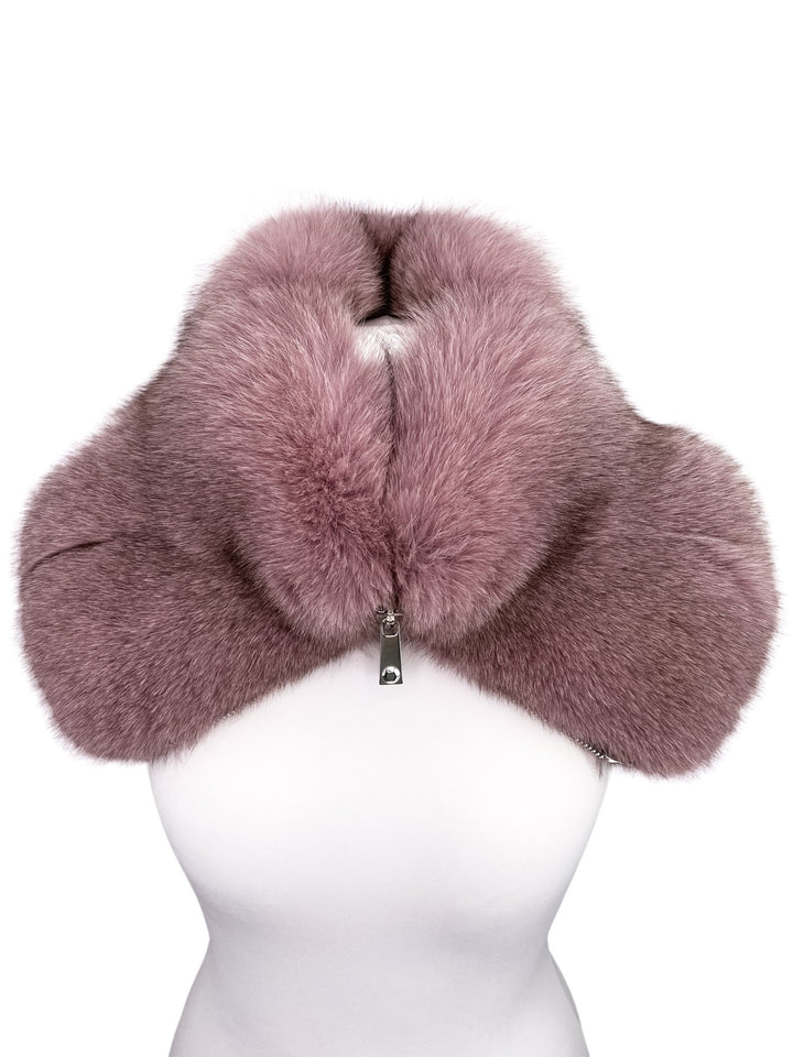 Pink Real Fox Fur Collar Scarf