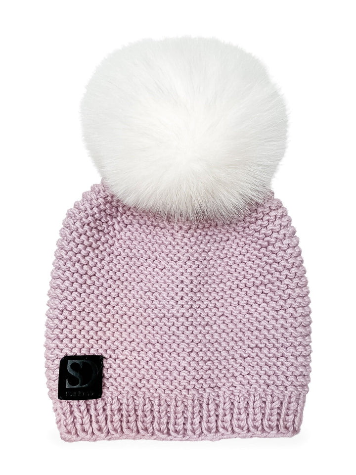 Pink Merino Wool Fox Fur Tassel Beanie