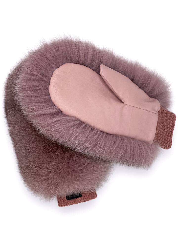 Fur Leather Winter Warm Mittens