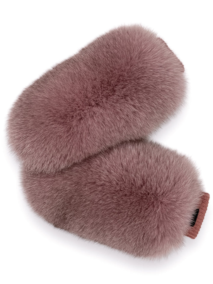 Puffy real fox fur mittens