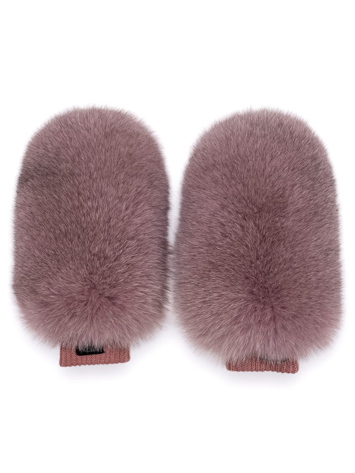 Pink Real Fox Fur Mittens
