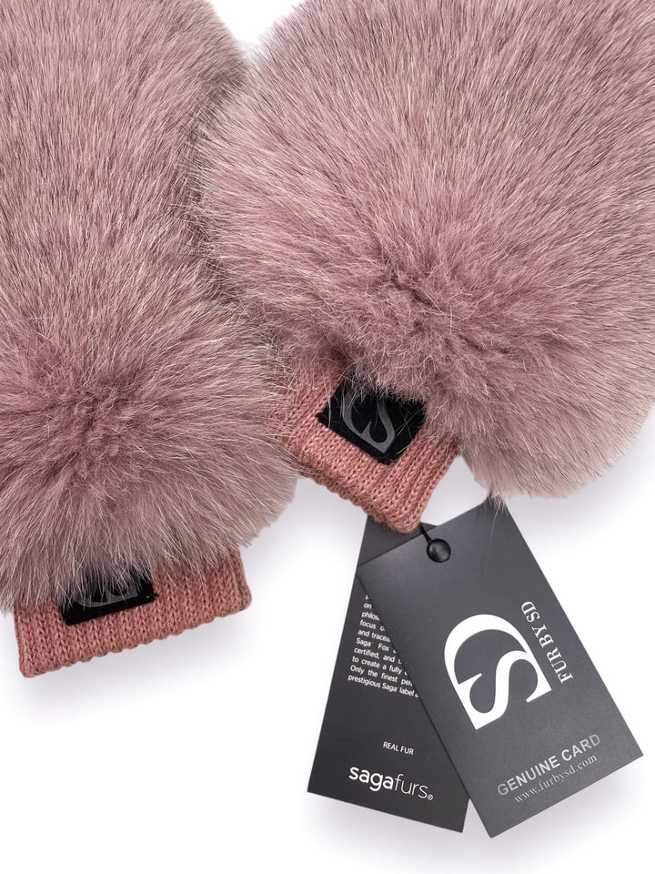 Pink Real Fox Fur Mittens  Luxurious Handcrafted Winter Accessory.