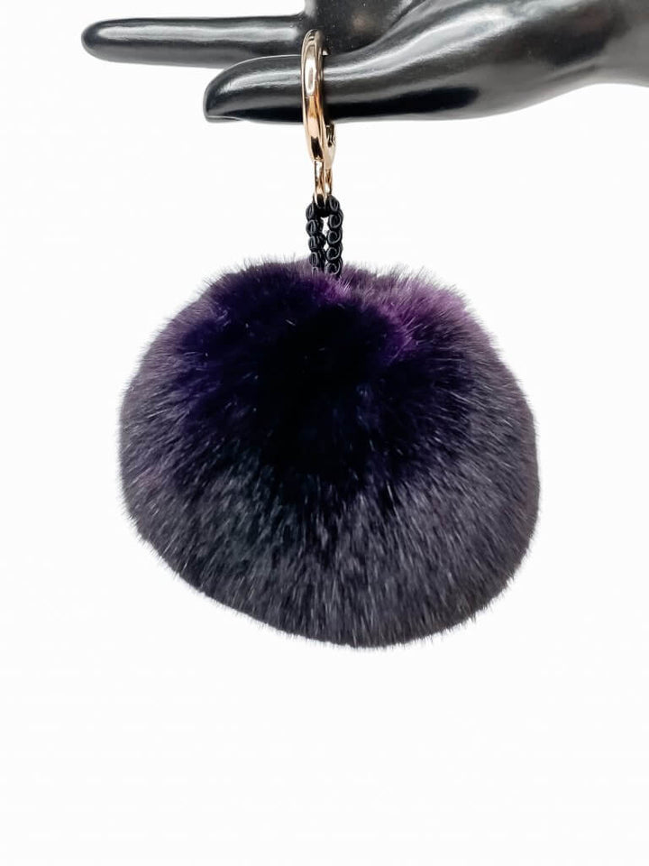 Purple Chinchilla Fur Bag Charm Handmade by FurbySD