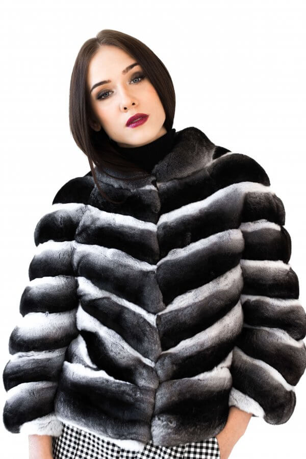 Fishbone Style Chinchilla Fur Coat