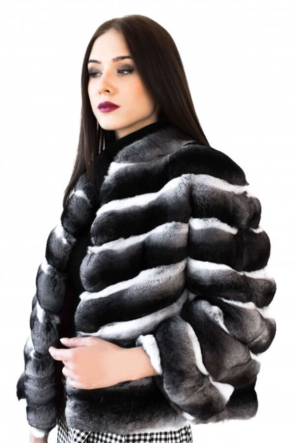 Short Genuine Chinchilla Fur Coat