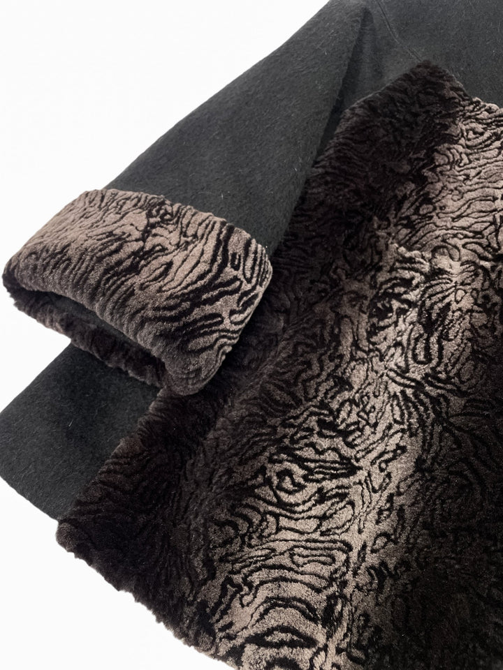 Luxurious Wool Coat With Rex Rabbit Fur Details