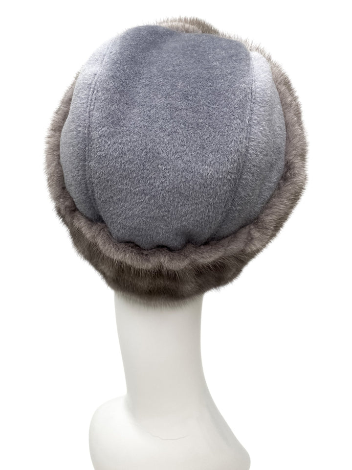 Grey Cashmere And Mink Fur Hat
