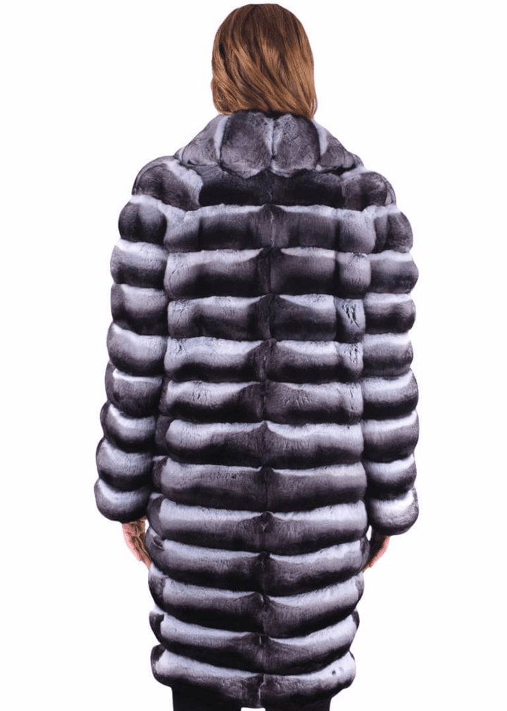 Shawl Collar Chinchilla Fur Coat, back