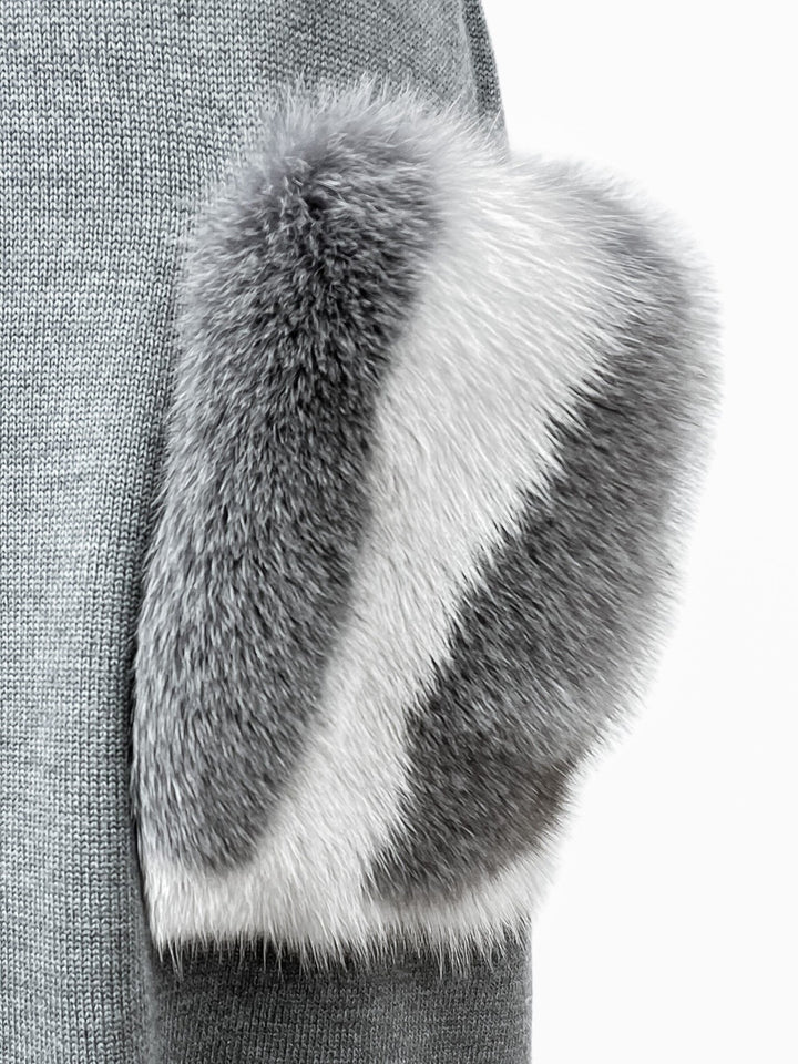 Two Colour Grey Fox Fur Pockets