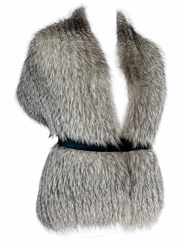 Silver Fox Fur Knitted Stole