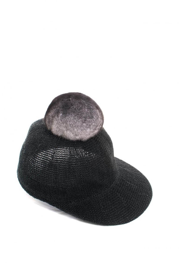 Straw Hat with Chinchilla Fur