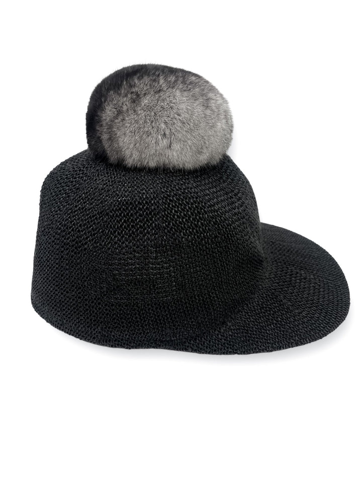 Black Baseball Style Straw Hat