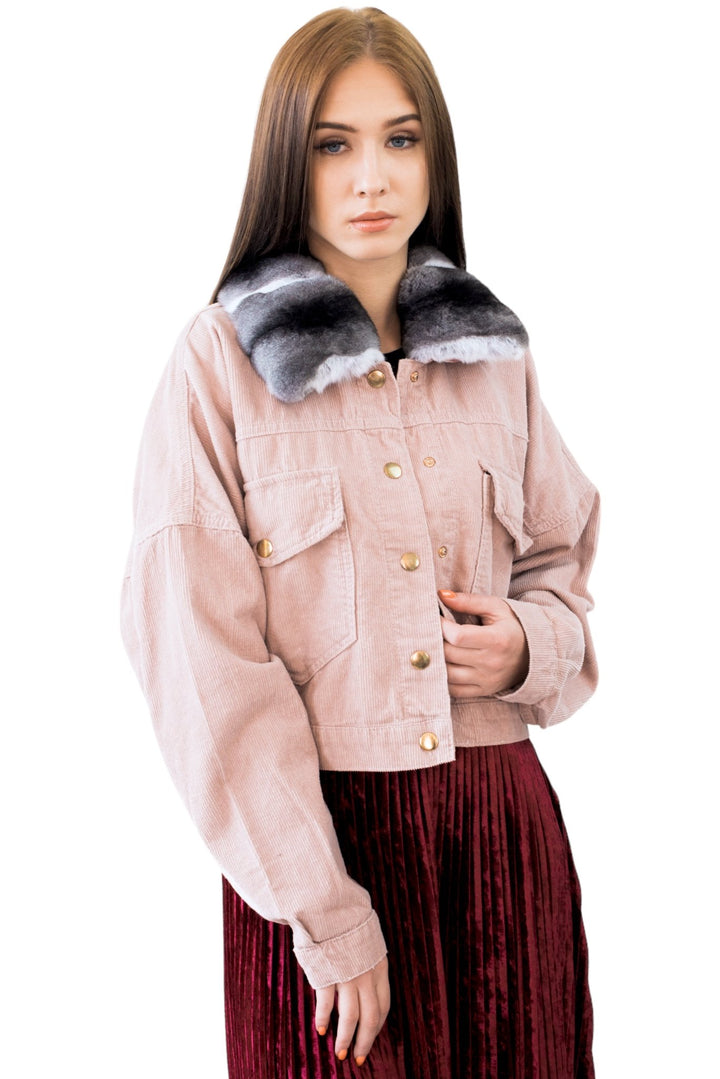 Velvet Jacket With Chinchilla Fur Collar