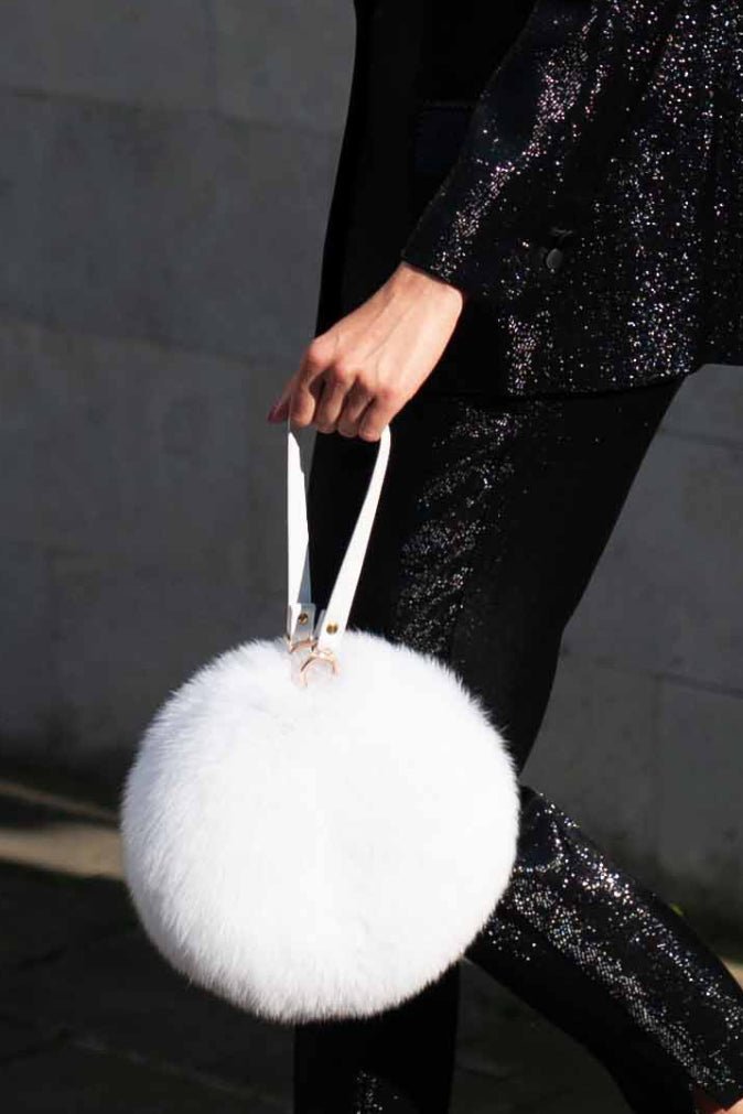 Luxury designer fox fur handbag
