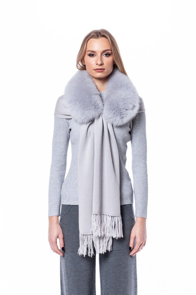Wool Scarf With Fox Fur