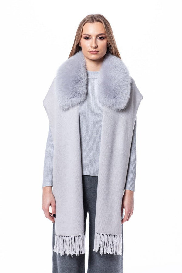 Wool Scarf With Fox Fur